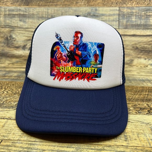 Slumber Party Massacre Mens Trucker Hat Blue Snapback Slasher Horror Movie Cap - Picture 3 of 8